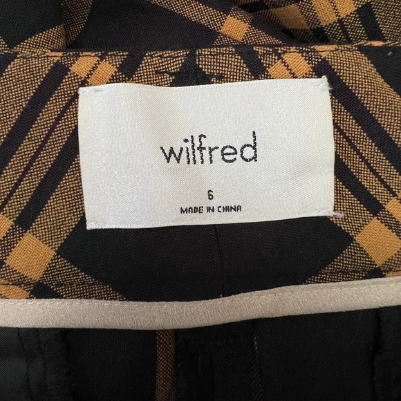 Aritzia Wilfred New Tie Front Belt Check Plaid Pants Cropped High Rise Trousers - Picture 7 of 13